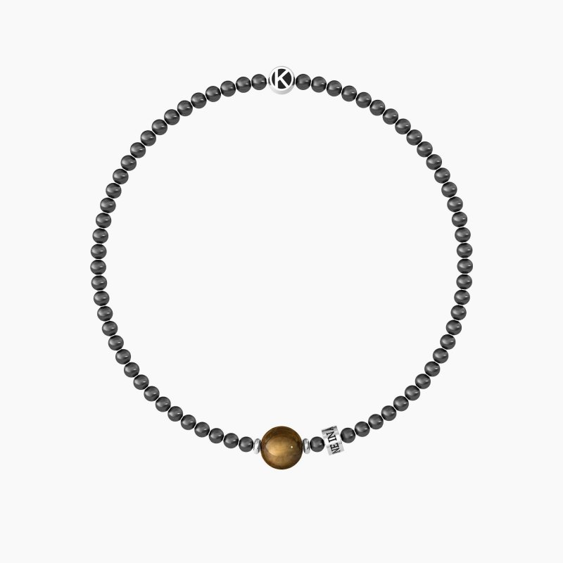 Kidult - Bracciale Uomo - Pvd Gunmetal - Occhio Di Tigre