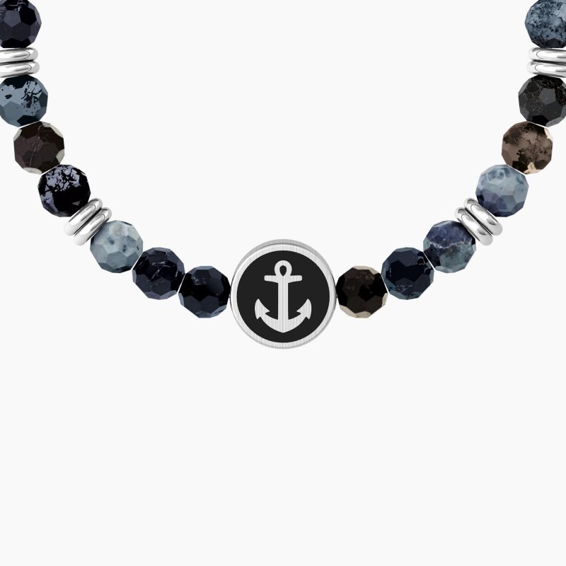 Kidult - Bracciale Elastico - Agata Blu - Uomo
