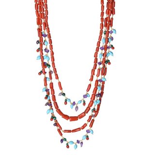 Nivy - Collana Multifilo Tracy - Corallo - Argento