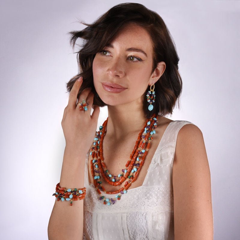 Nivy - Collana Multifilo Tracy - Corallo - Argento