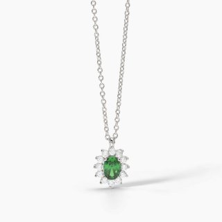 Mabina - Girocollo In Argento - Smeraldo Sintetico