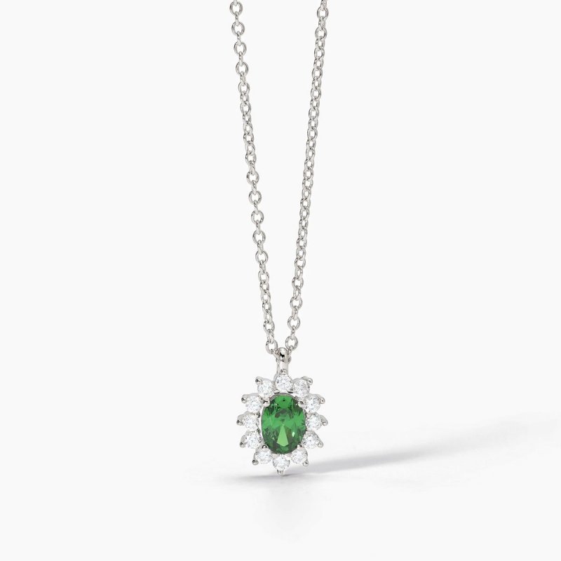Mabina - Girocollo In Argento - Smeraldo Sintetico