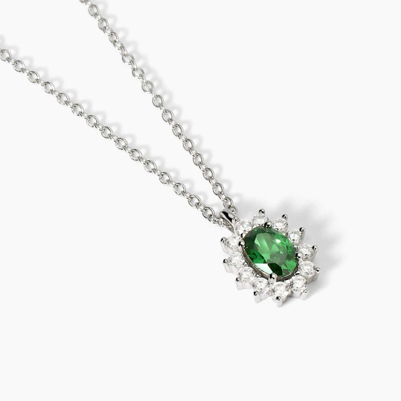 Mabina - Girocollo In Argento - Smeraldo Sintetico