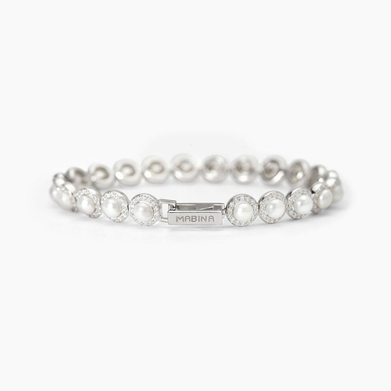Mabina - Bracciale Tennis - Argento 925 - Perle