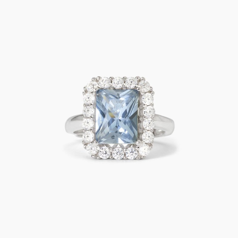 Mabina - Anello Argento - Acquamarina Sintetica - Zirconi