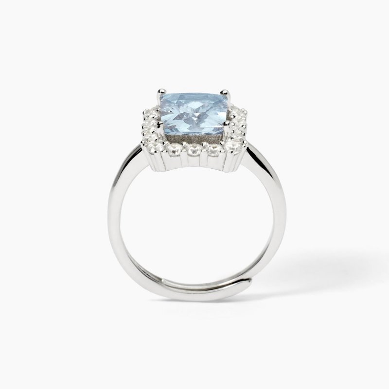 Mabina - Anello Argento - Acquamarina Sintetica - Zirconi