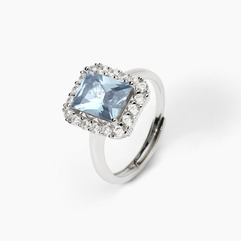 Mabina - Anello Argento - Acquamarina Sintetica - Zirconi