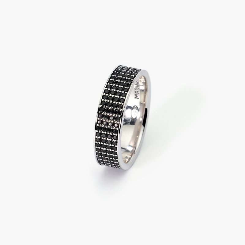 Mabina - Anello In Argento 925 - Zirconi Neri
