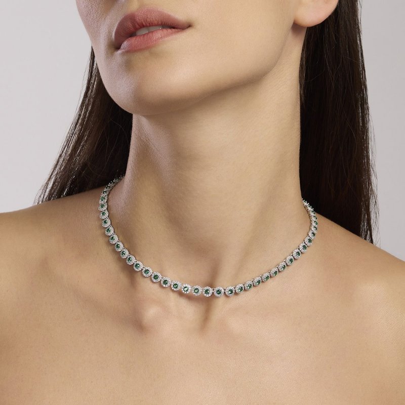 Mabina - Girocollo In Argento 925 - Smeraldo Sint