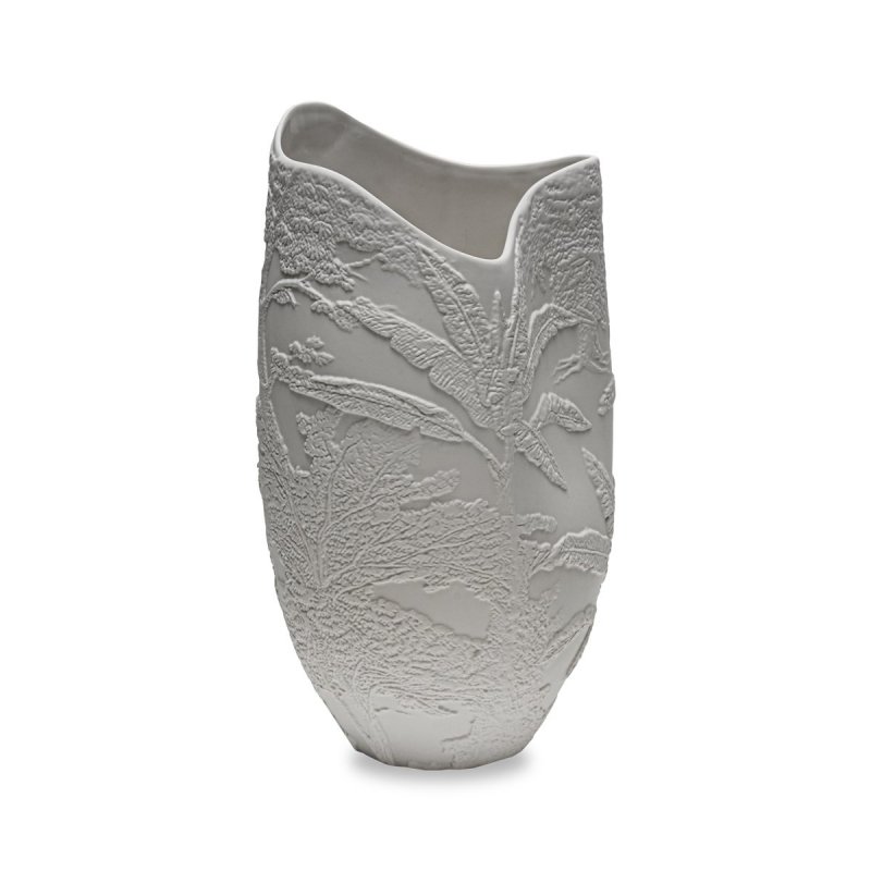 Henriette - Vaso Relief Bianco - Porcellana - Flussi