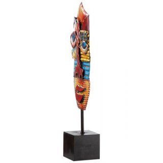 Scultura, ovale, Motivo del viso, Metallo, multicolore.
