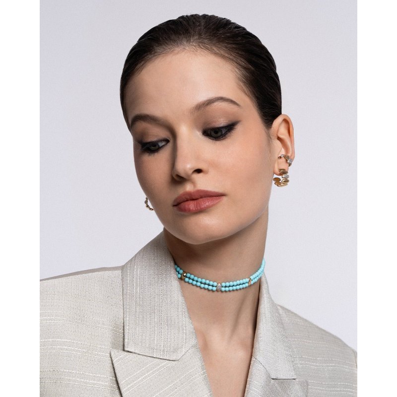 Choker Elastico Tripla Ellissi Turchese
