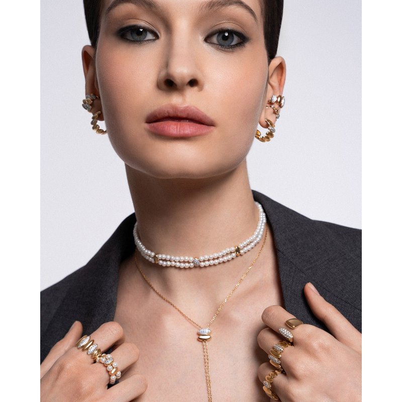 Choker Elastico Tripla Ellissi Perla