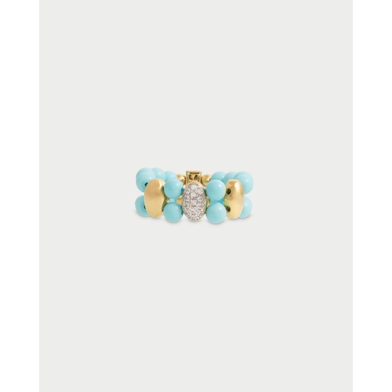 Anello Elastico Tripla Ellissi Turchese