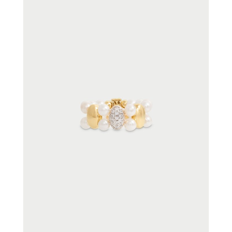 Anello Elastico Tripla Ellissi Perla
