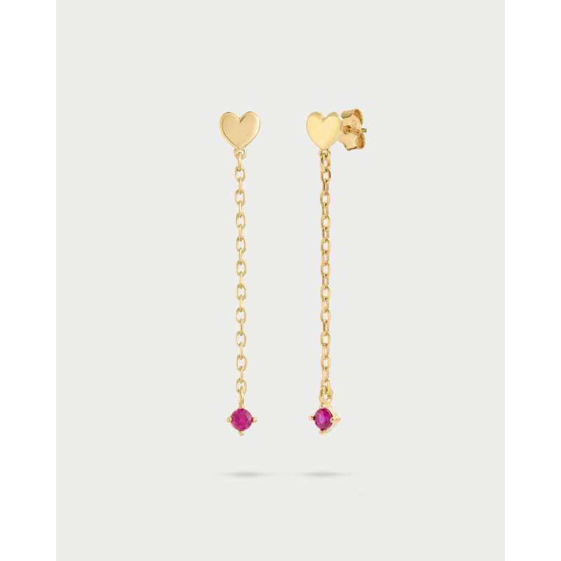 Orecchini Cuore Catenella Line E Punto Luce