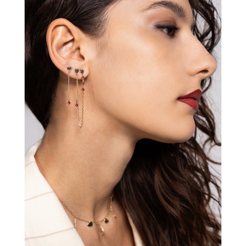 Orecchini Cuore Catenella Line E Punto Luce