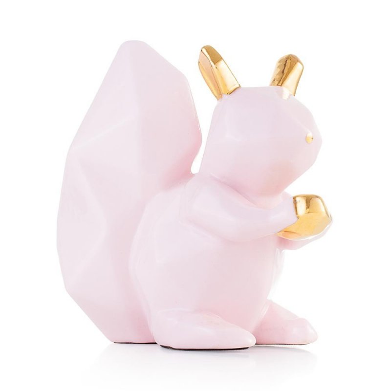 Scoiattolo In Ceramica Rosa Cipria