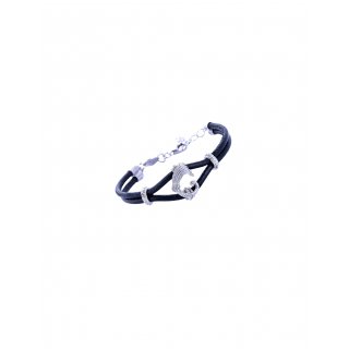 Spadafora - Bracciale Drago E Cuoio - Argento 925