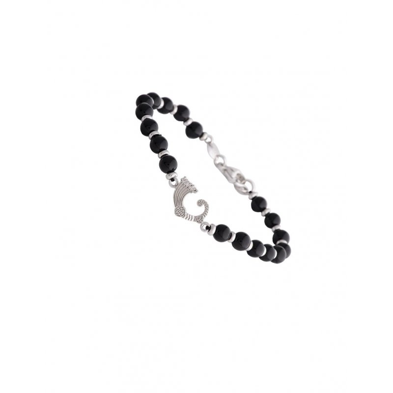 Spadafora - Bracciale Drago Agate - Argento 925 - Agate Nere
