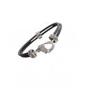 Spadafora - Bracciale Drago - Argento - Cuoio Nero