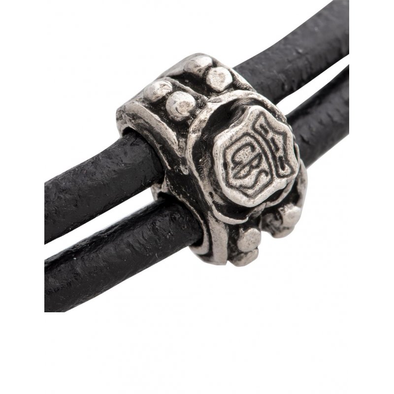 Spadafora - Bracciale Drago - Argento - Cuoio Nero