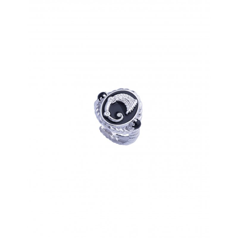 Spadafora - Anello Draco Magnus - Argento - Nero