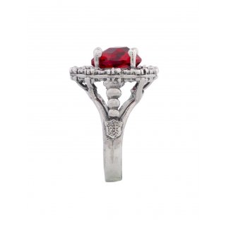 Spadafora - Anello Cuore Nel Cuore Rosso - Argento