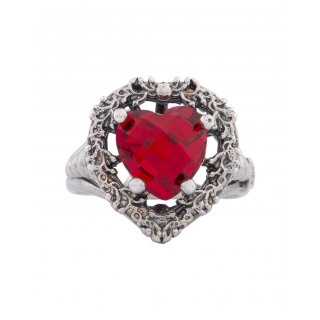 Spadafora - Anello Cuore Nel Cuore Rosso - Argento