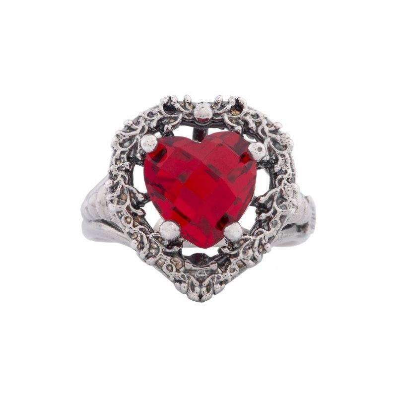Spadafora - Anello Cuore Nel Cuore Rosso - Argento