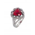 Spadafora - Anello Cuore Nel Cuore Rosso - Argento