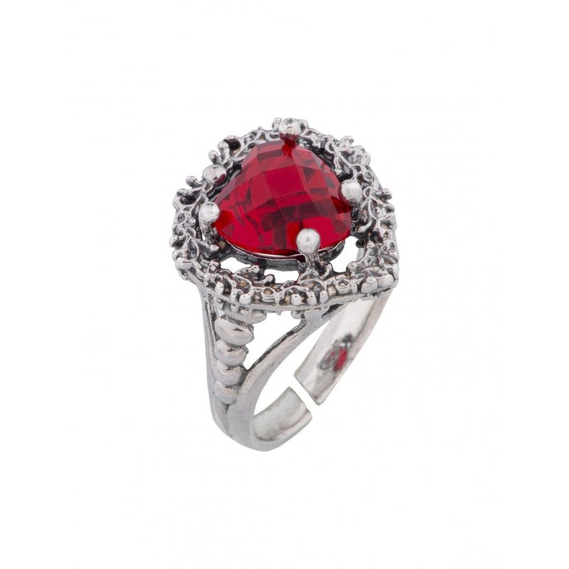 Spadafora - Anello Cuore Nel Cuore Rosso - Argento