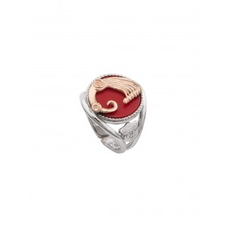 Spadafora - Anello Drago Nuance Corallo - Argento 925