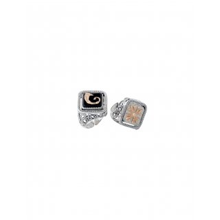 Spadafora - Anello Opplà Quadrato - Argento 925 - Bicolor