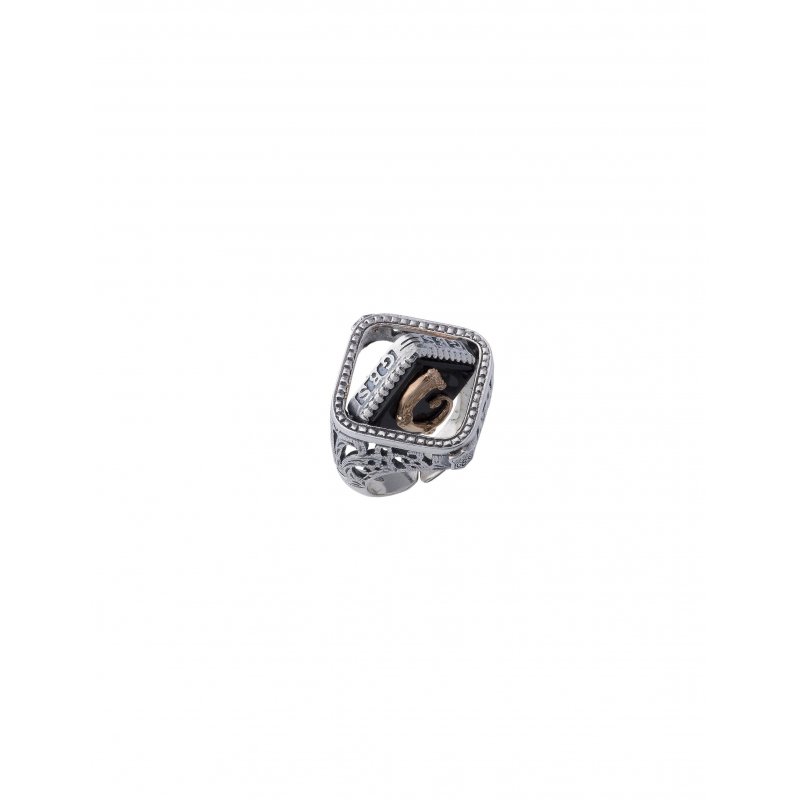 Spadafora - Anello Opplà Quadrato - Argento 925 - Bicolor