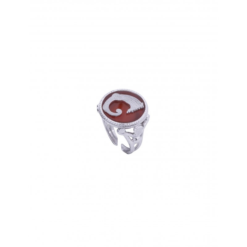 Spadafora - Anello Drago Rosso - Argento 925 - Agata