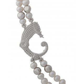 Spadafora - Collana Due Fili Perle - Argento - Drago
