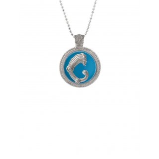 Spadafora - Ciondolo Drago Medal - Argento - Celeste