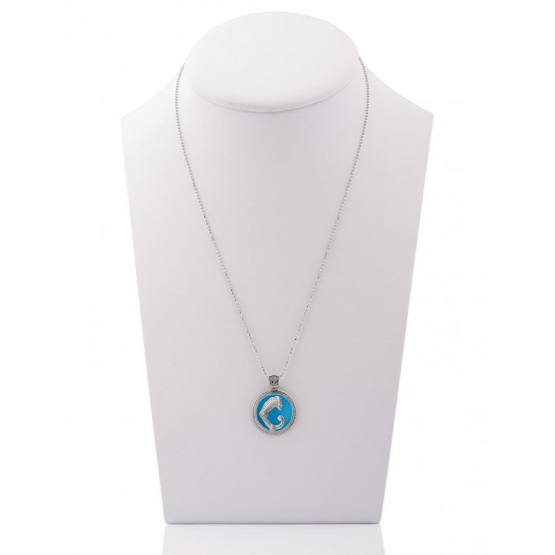 Spadafora - Ciondolo Drago Medal - Argento - Celeste