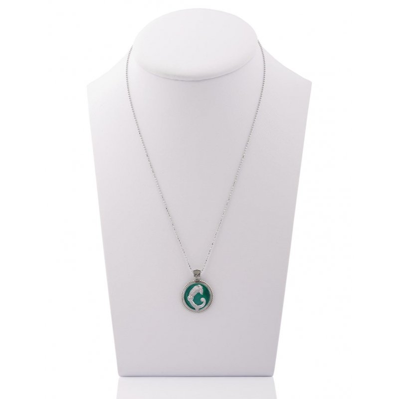Spadafora - Ciondolo Drago Medal - Argento - Verde