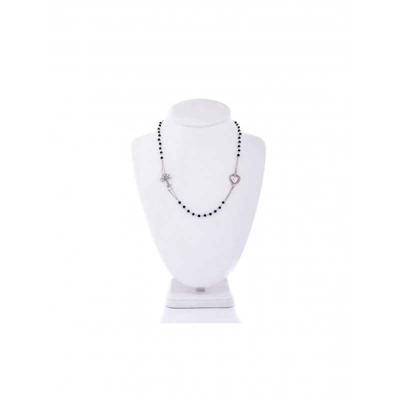 Spadafora - Collana Rosario Excalibur - Argento - Agate Nere