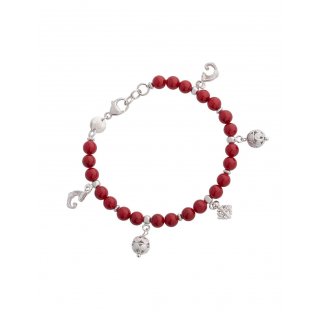 Spadafora - Bracciale Agate Rosse - Charm - Argento 925