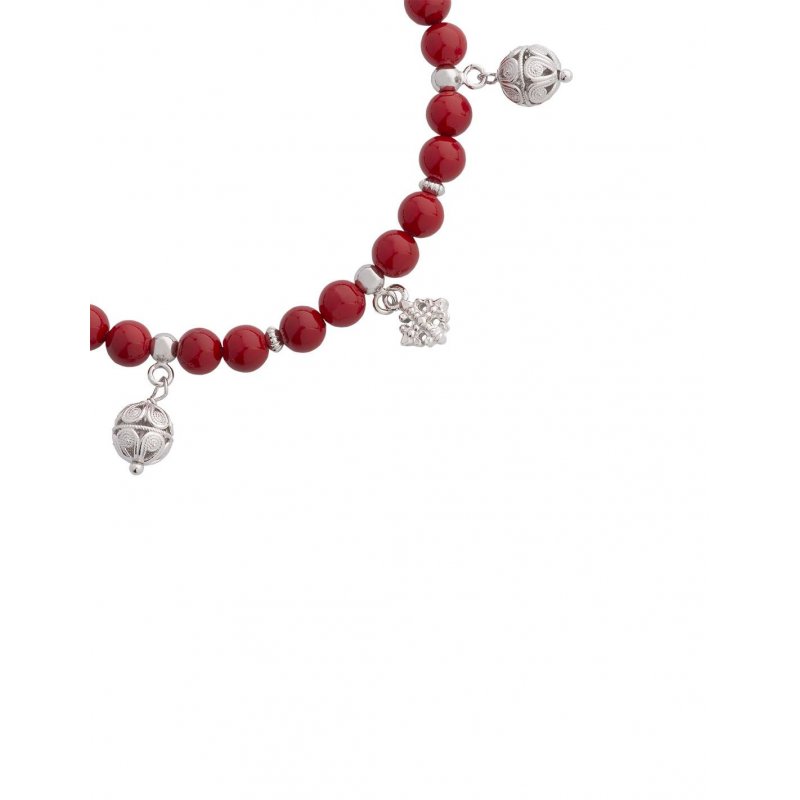 Spadafora - Bracciale Agate Rosse - Charm - Argento 925
