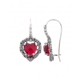 Spadafora - Orecchini Cuore Nel Cuore - Argento - Rosso