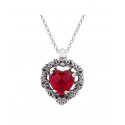 Spadafora - Ciondolo Cuore Rosso - Argento 925 - Cristallo Rosso