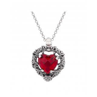 Spadafora - Ciondolo Cuore Rosso - Argento 925 - Cristallo Rosso