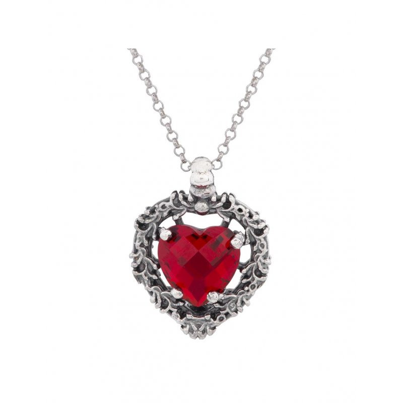 Spadafora - Ciondolo Cuore Rosso - Argento 925 - Cristallo Rosso