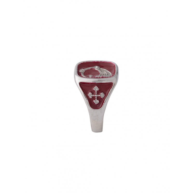 Spadafora - Anello Drago Excalibur - Argento - Rosso