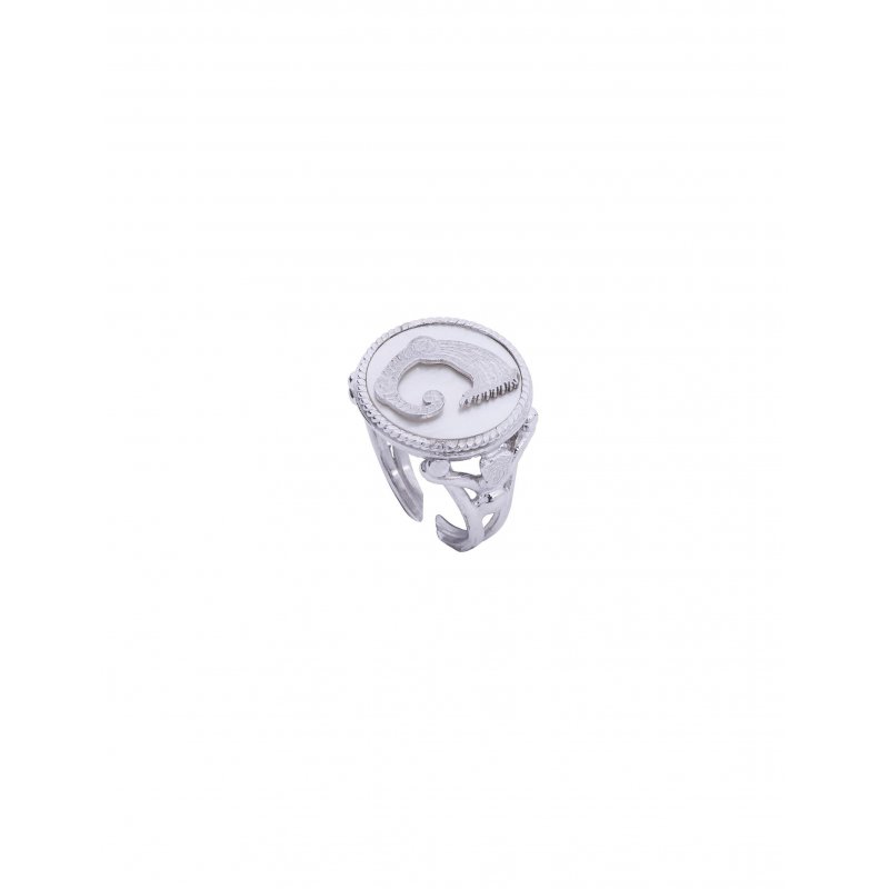 Spadafora - Anello Drago Bianco - Argento - Madreperla