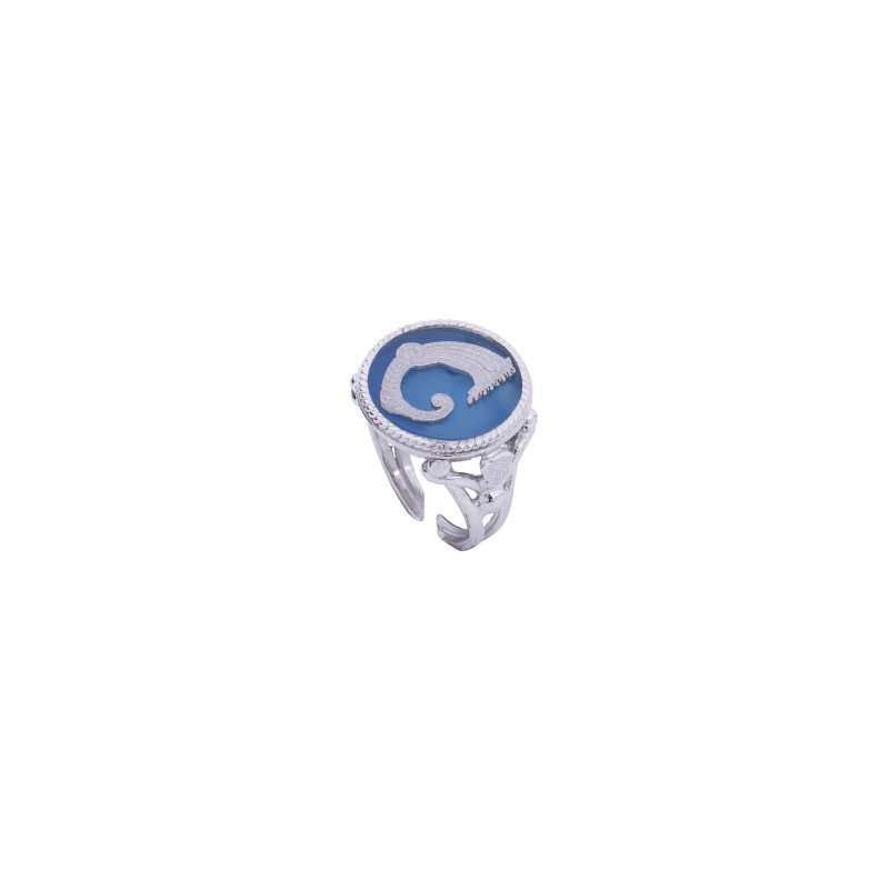 Spadafora - Anello Drago Blu - Argento E Agata